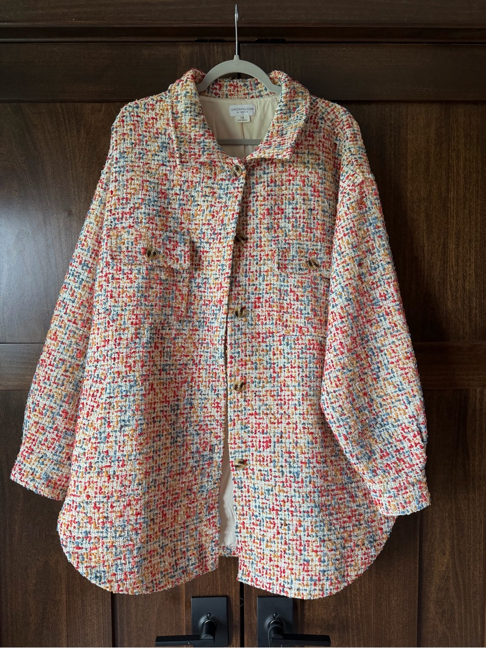 Chic Soul Multicolor Tweed Pea Coat